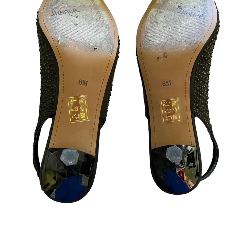 Black Satin With Rhinestones Heels SZ 8 New Year’s Eve - Picture 7 of 8